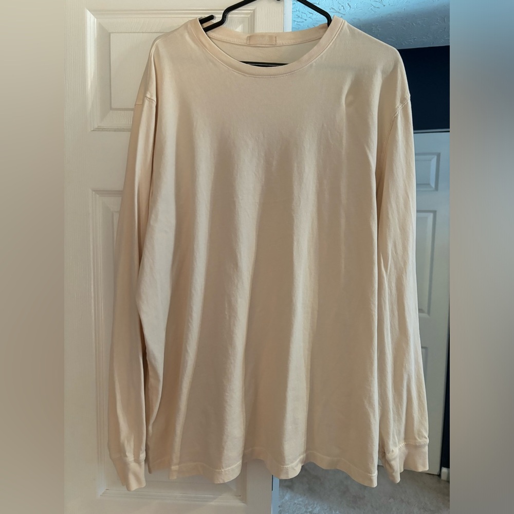 Nuuds men’s long sleeve boxy tee in bone
